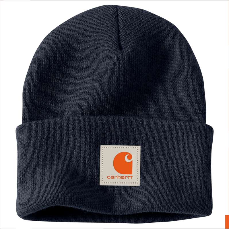 Carhartt  Navy Knit Rubber Patch Beanie