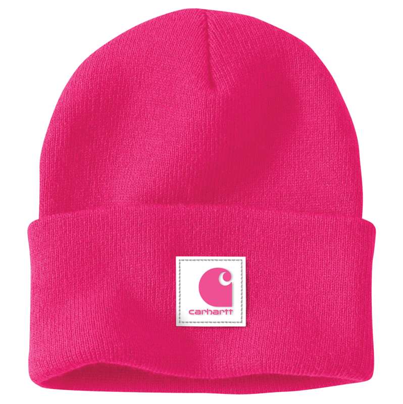 Carhartt  Pink Glow Knit Rubber Patch Beanie