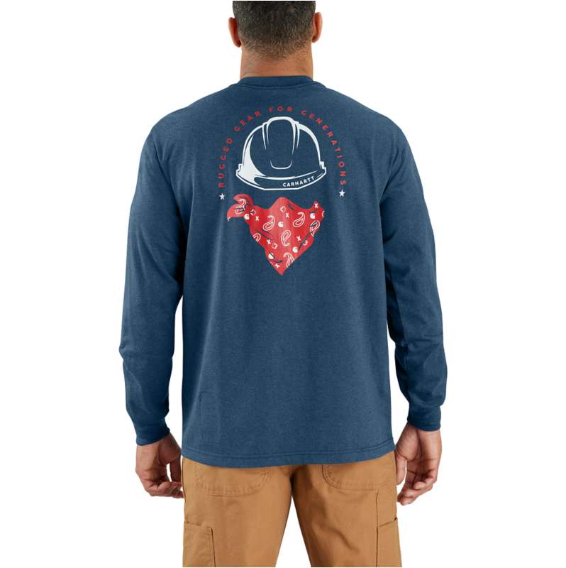 Carhartt  Dark Blue Heather Flame-Resistant Force Loose Fit Lightweight Long-Sleeve Bandana Graphic T-Shirt