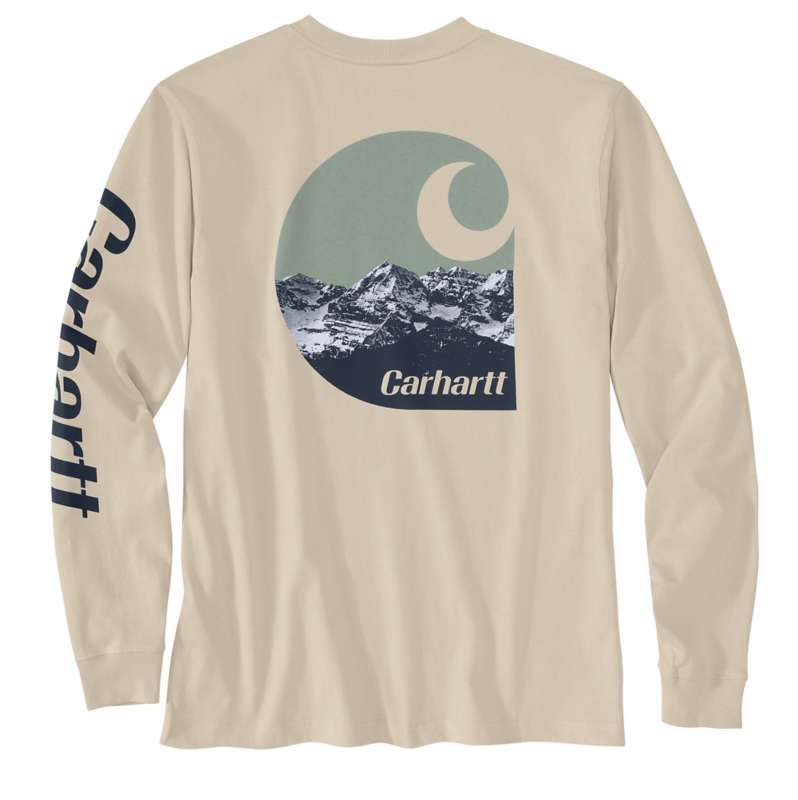 Carhartt  Oat Milk Relaxed Fit Heavyweight Long-Sleeve Mountain Graphic T-Shirt