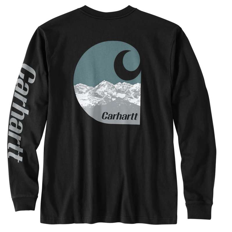 Carhartt  Black Relaxed Fit Heavyweight Long-Sleeve Mountain Graphic T-Shirt