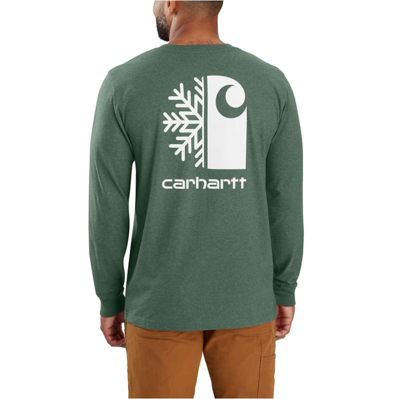 Carhartt  Frosted Balsam Heather Relaxed Fit Heavyweight Long-Sleeve Pocket Snow Graphic T-Shirt