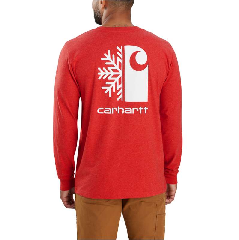 Carhartt  Crabapple Heather Relaxed Fit Heavyweight Long-Sleeve Pocket Snow Graphic T-Shirt