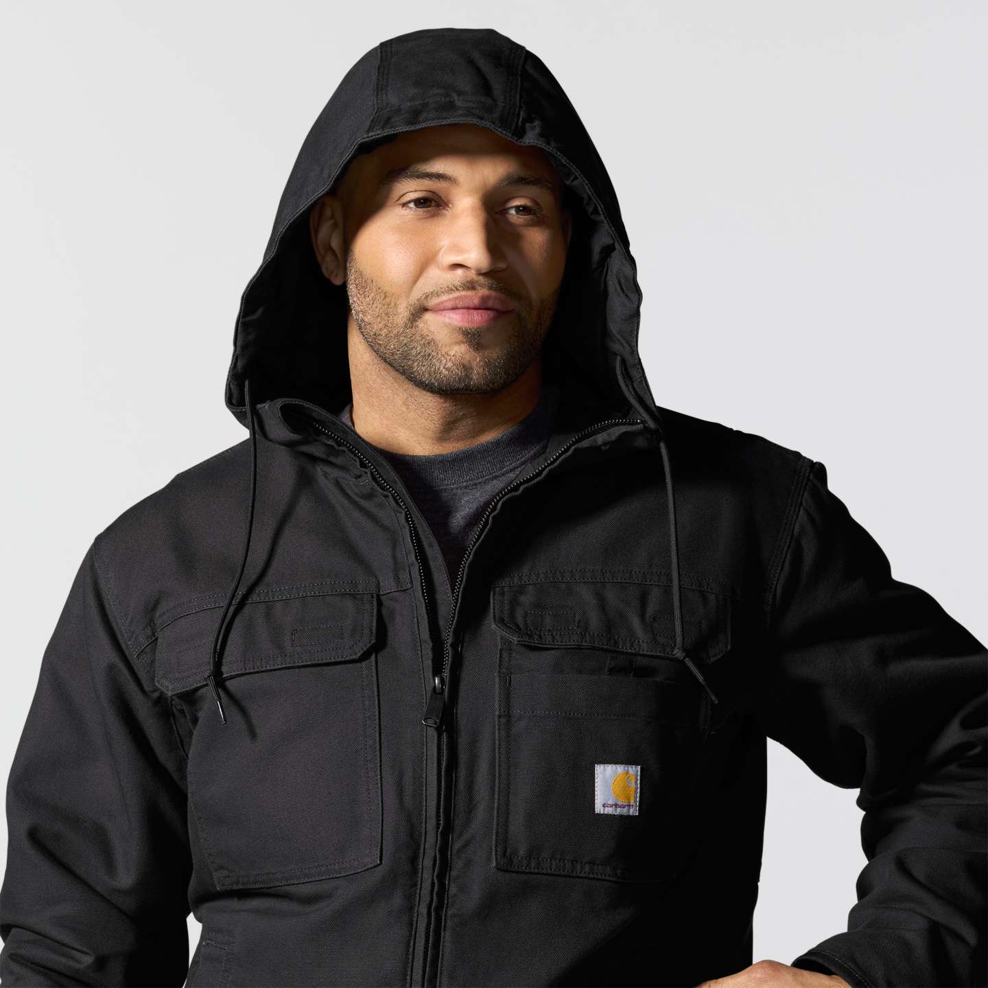 Мужская куртка Carhartt Bartlett Active Jac из вощёного хлопка, цвет: Чёрный — фото 3