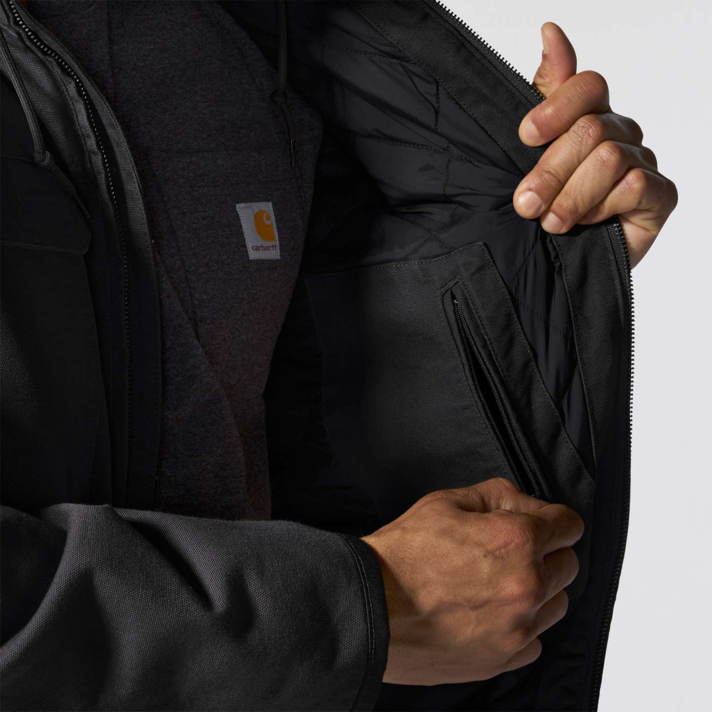 Мужская куртка Carhartt Bartlett Active Jac из вощёного хлопка, цвет: Чёрный — фото 4