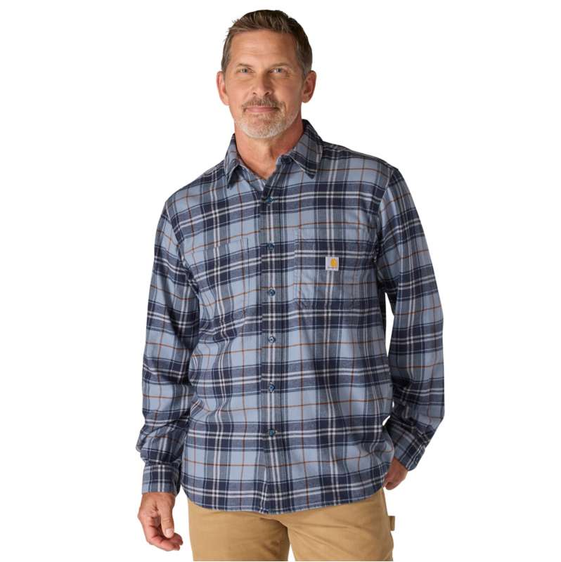 Carhartt  Light Faded Navy Rugged Flex™ Relaxed Fit Midweight Flannel Long-Sleeve Plaid Shirt