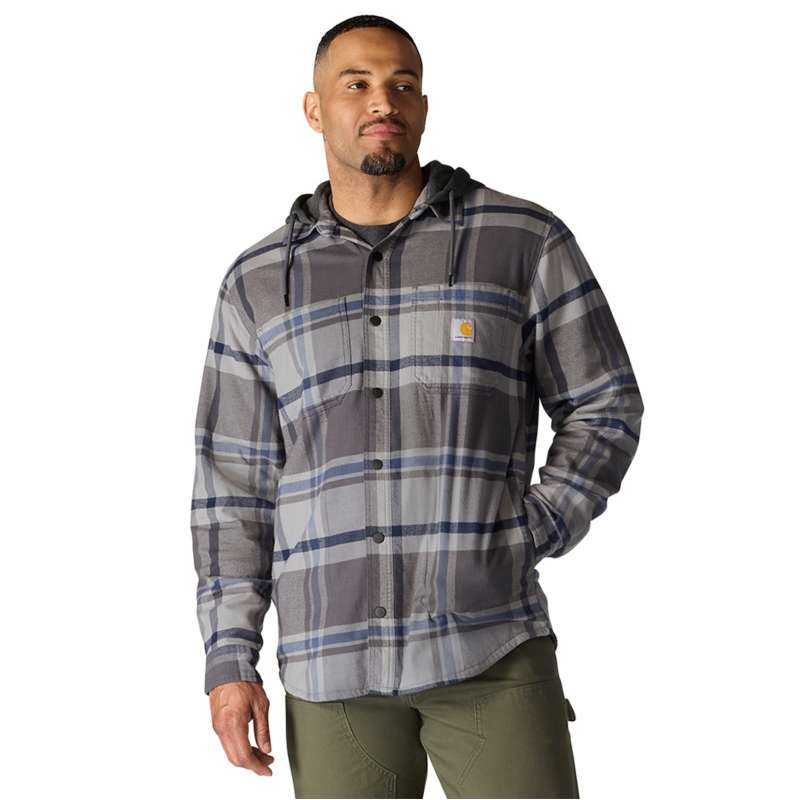 Carhartt  Gravel Rugged Flex® Relaxed Fit Flannel Fleece Lined Hooded Shirt Jac