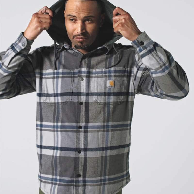Loose Fit Heavyweight Flannel Long-Sleeve Plaid Shirt