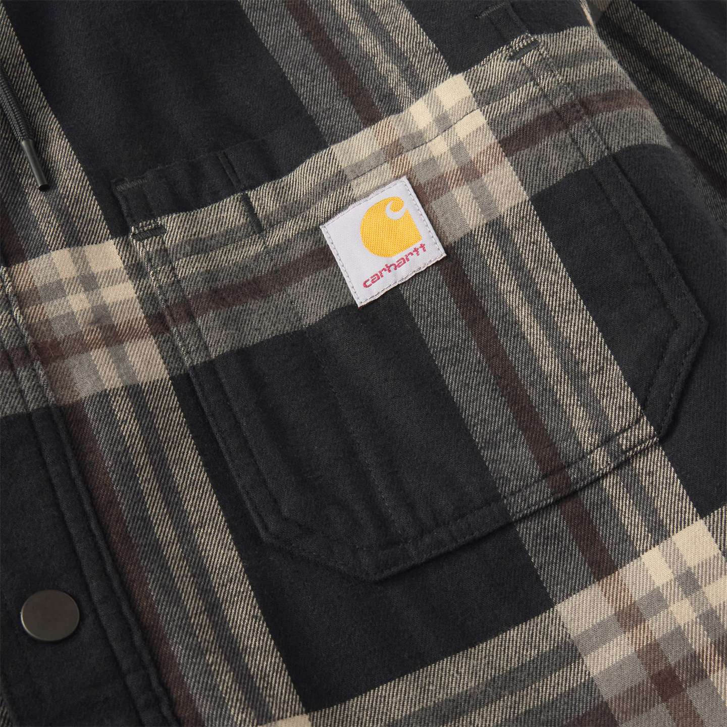 Мужская рубашка Carhartt Hamilton Relaxed Plaid Shirt Jac, цвет: Чёрный / Серый — фото 10