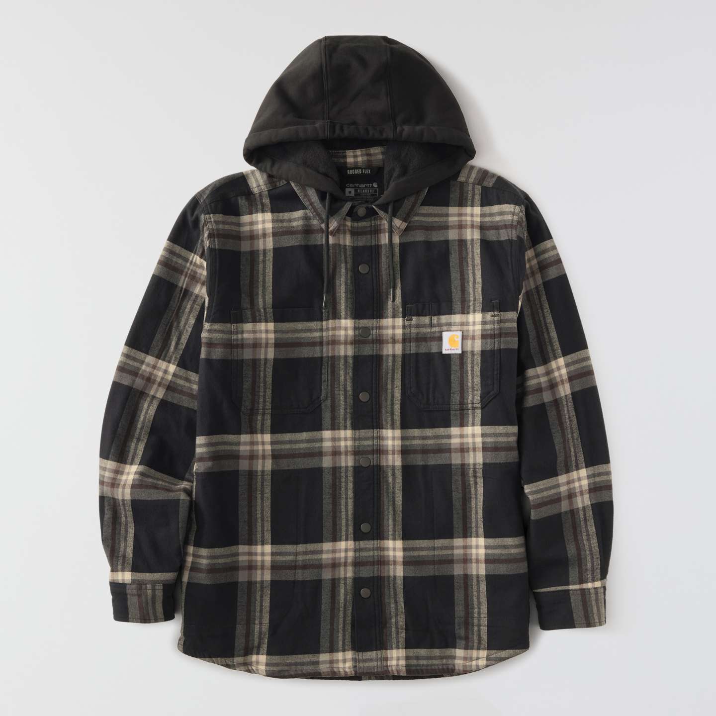 Мужская рубашка Carhartt Hamilton Relaxed Plaid Shirt Jac, цвет: Чёрный / Серый — фото 11