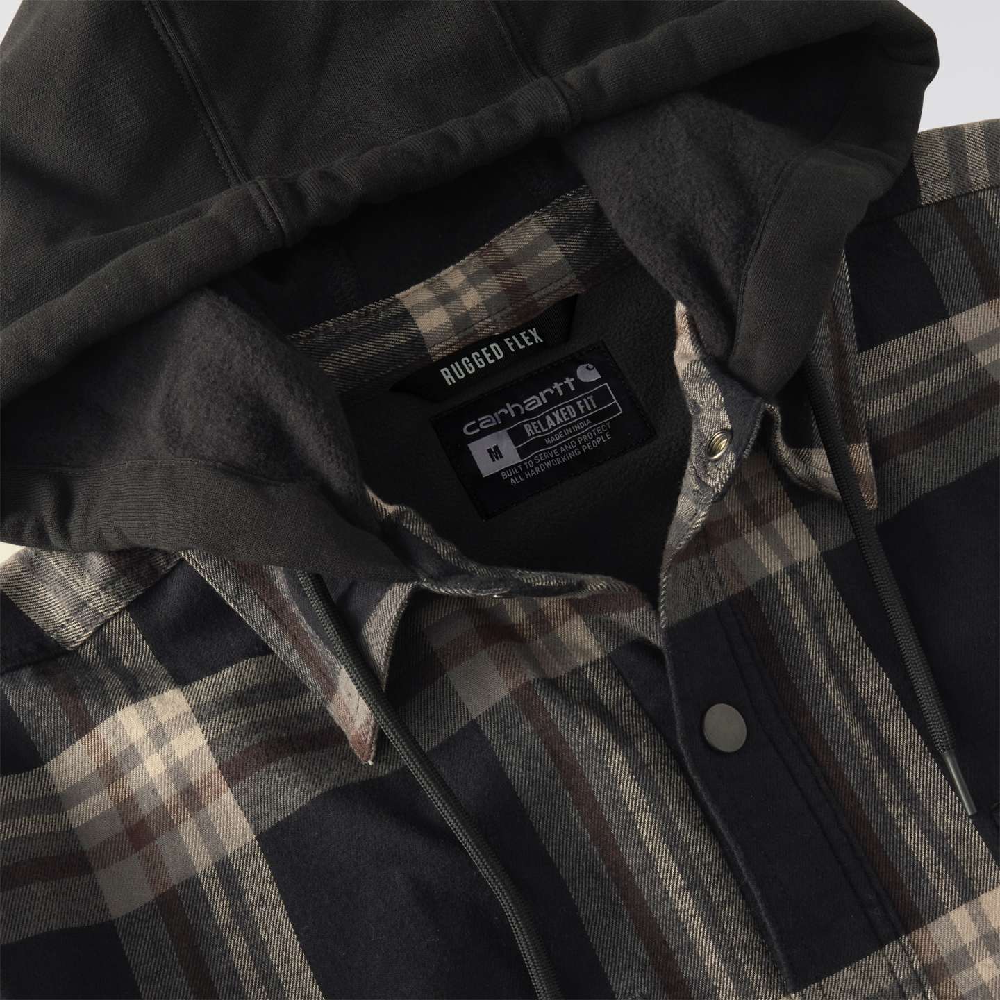 Мужская рубашка Carhartt Hamilton Relaxed Plaid Shirt Jac, цвет: Чёрный / Серый — фото 9