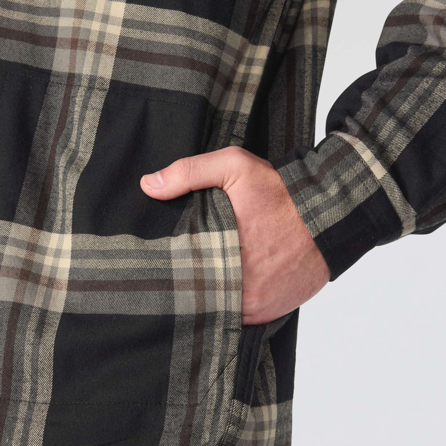 Мужская рубашка Carhartt Hamilton Relaxed Plaid Shirt Jac, цвет: Чёрный / Серый — фото 7