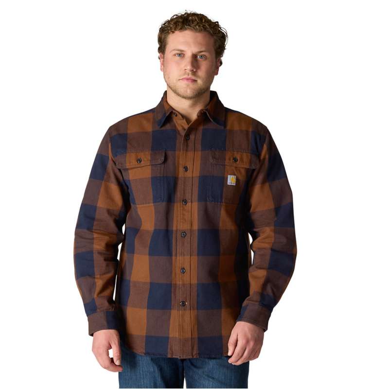 Carhartt  Red Duck Loose Fit Heavyweight Flannel Long-Sleeve Plaid Shirt