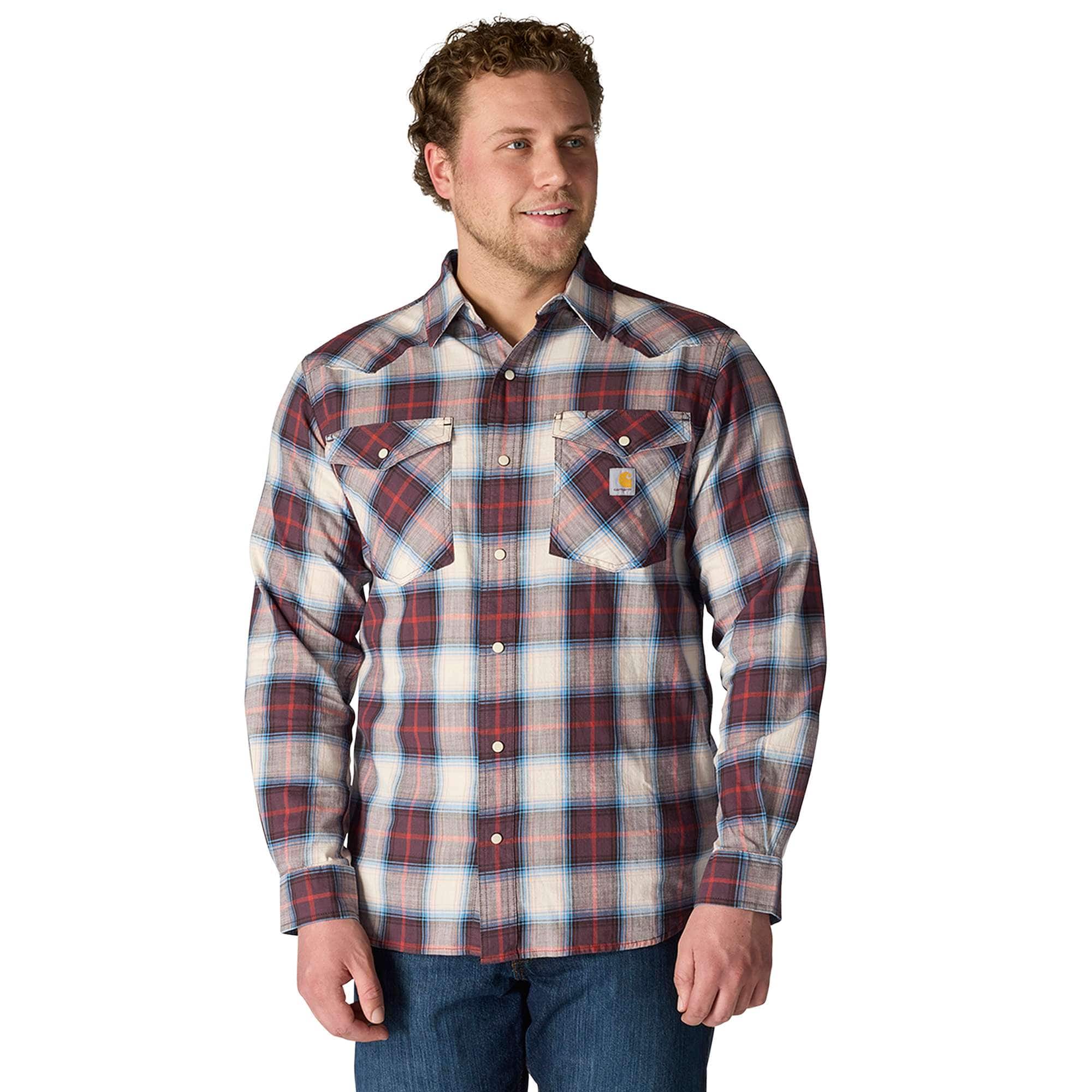 Carhartt Montana Rugged Flex™ Relaxed Fit Lightweight Long-Sleeve Snap-Front Plaid Shirt