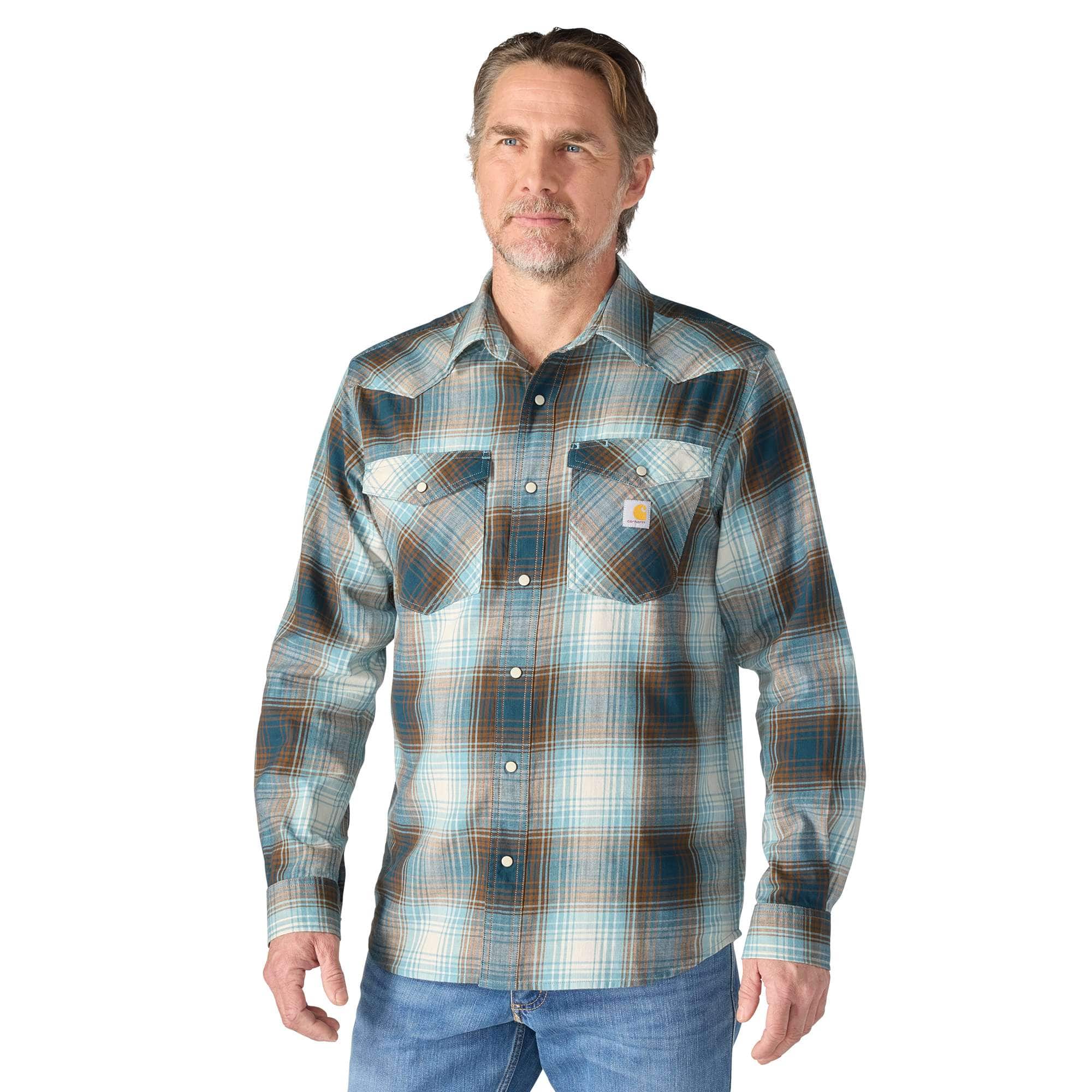 Carhartt Montana Rugged Flex™ Relaxed Fit Lightweight Long-Sleeve Snap-Front Plaid Shirt