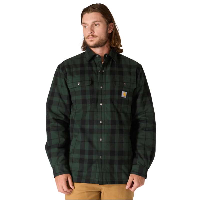 Carhartt  Forestry Green Relaxed Fit Flannel Sherpa-Lined Shirt Jac