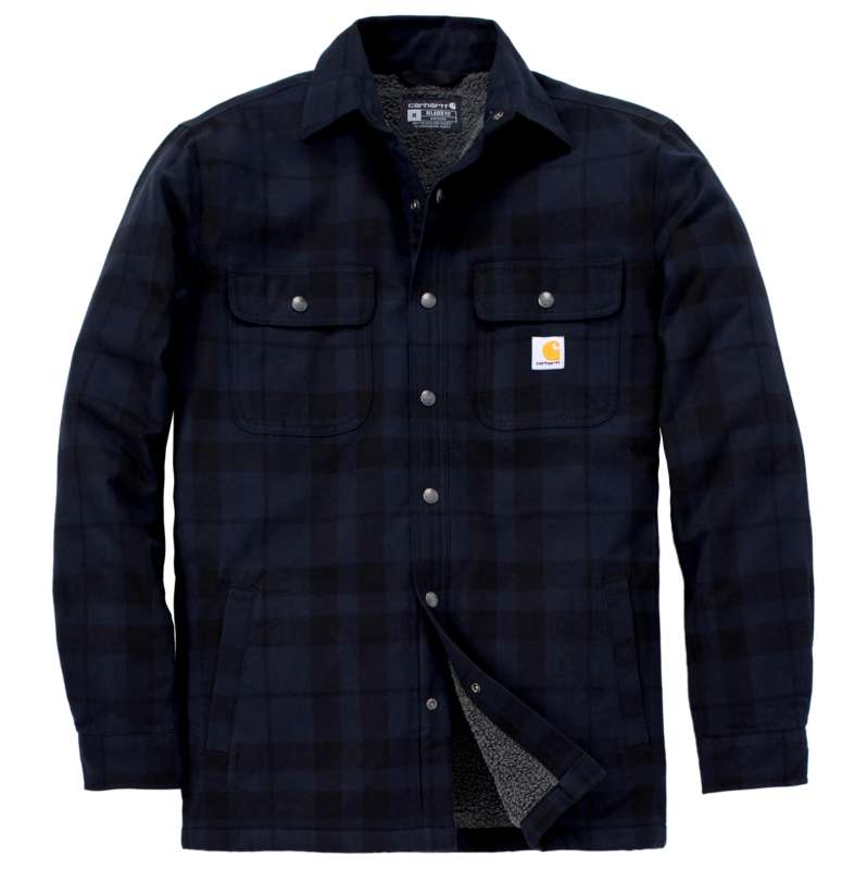 Carhartt  Navy Relaxed Fit Flannel Sherpa-Lined Shirt Jac