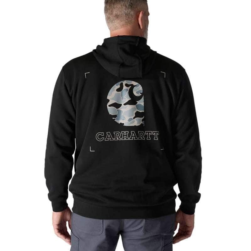 Loose Fit Midweight Camo Sleeve Graphic Hoodie