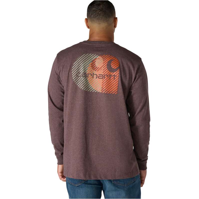 Carhartt  Dark Sepia Heather Relaxed Fit Heavyweight Long-Sleeve Pocket C Graphic T-Shirt