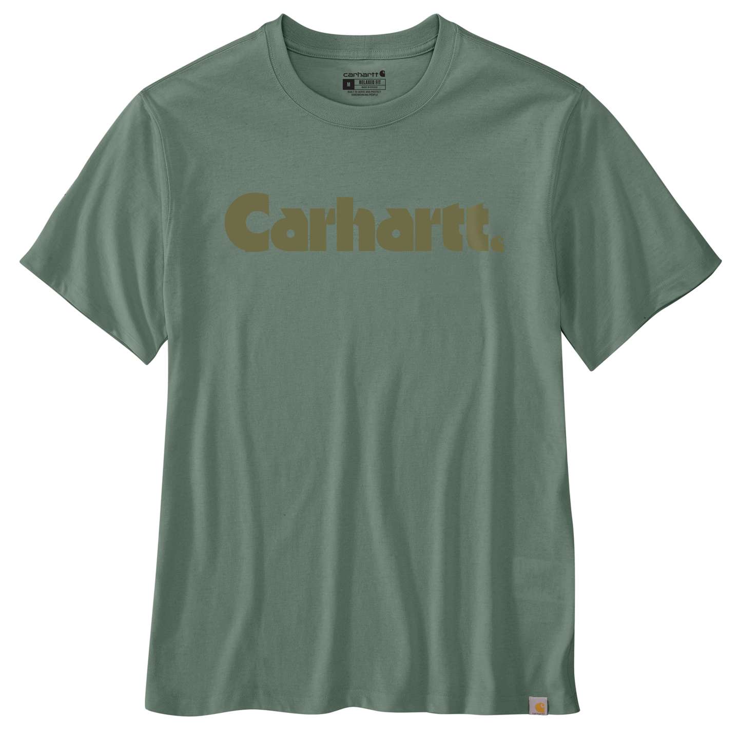 Мужская футболка Carhartt Irvine Relaxed Logo, цвет: Зелёный сланцевый — фото 1