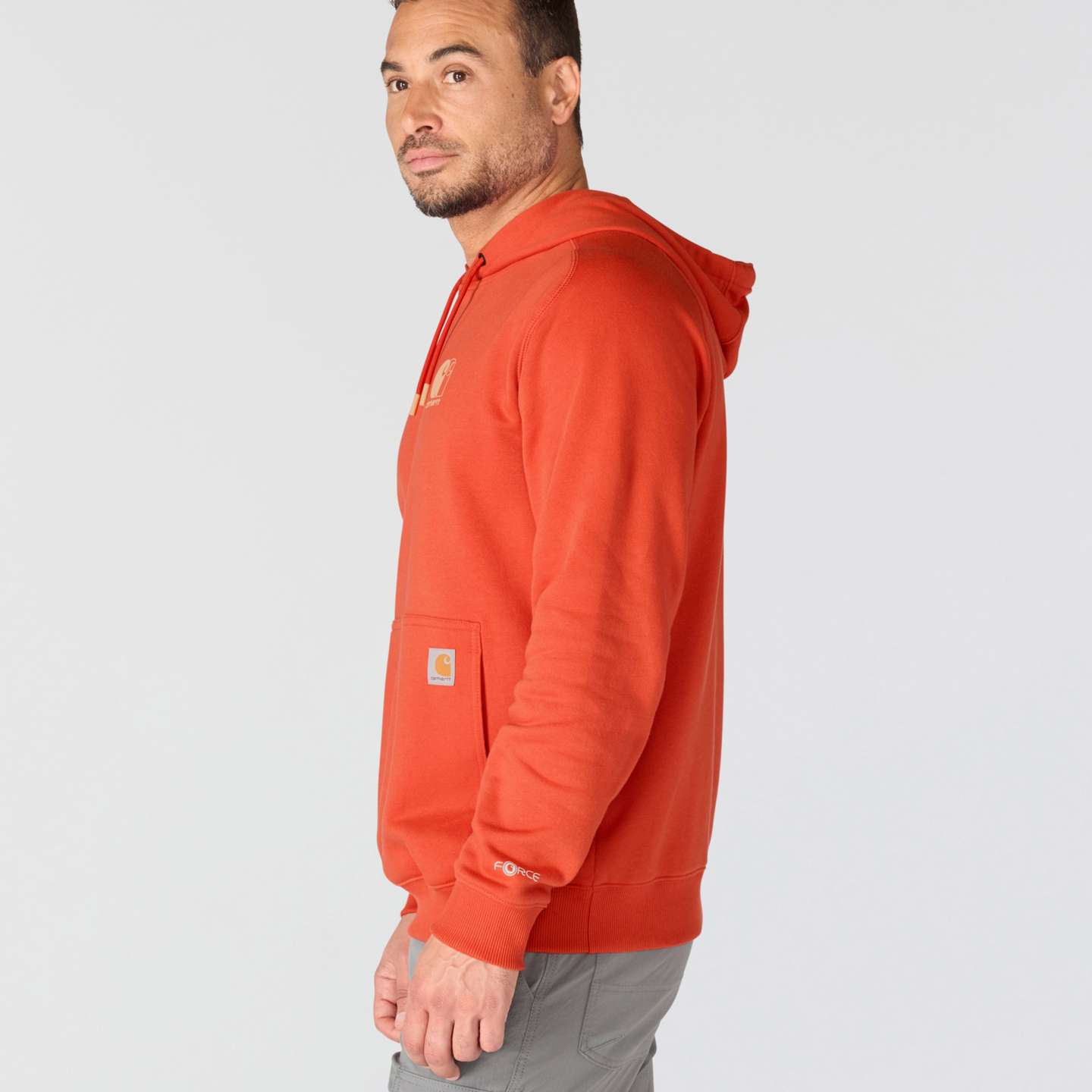 Мужская толстовка Carhartt Force Logo, цвет: Красный — фото 2
