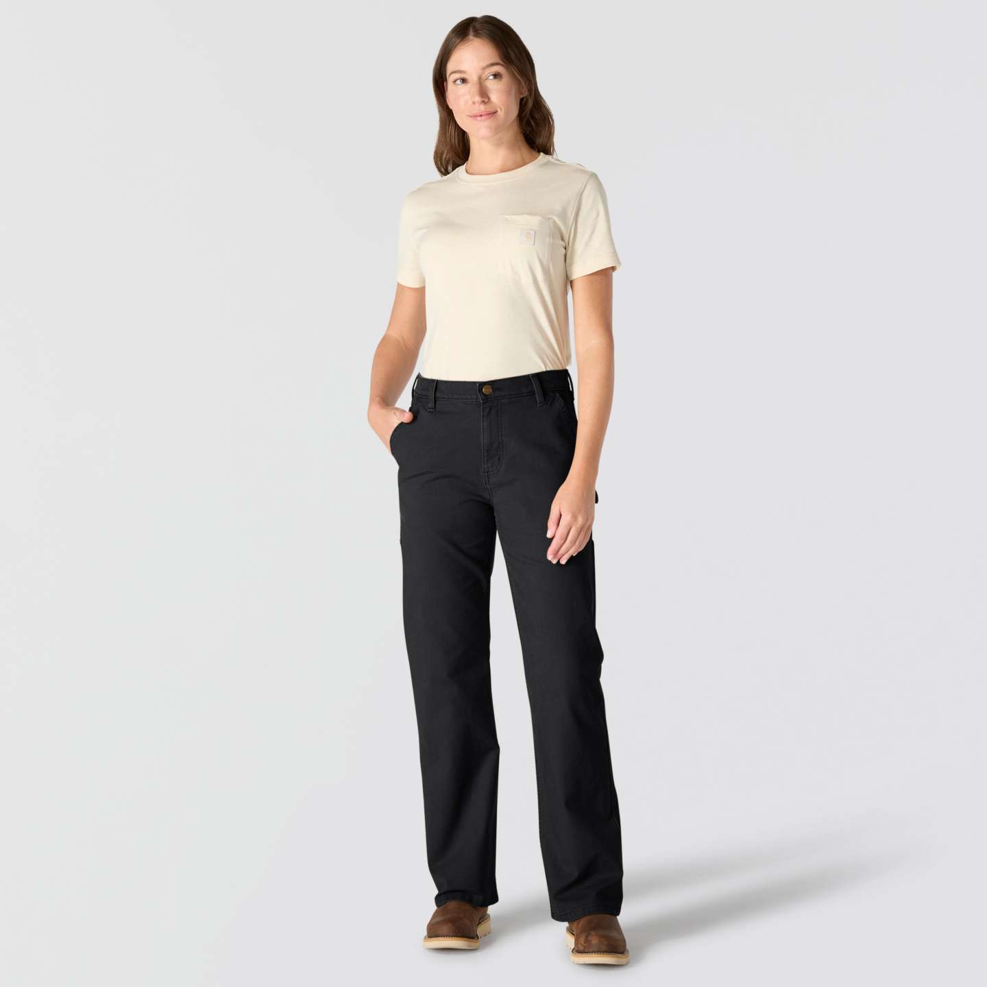 Женские брюки Carhartt The Carpenter Canvas Pant, цвет: Чёрный — фото 4