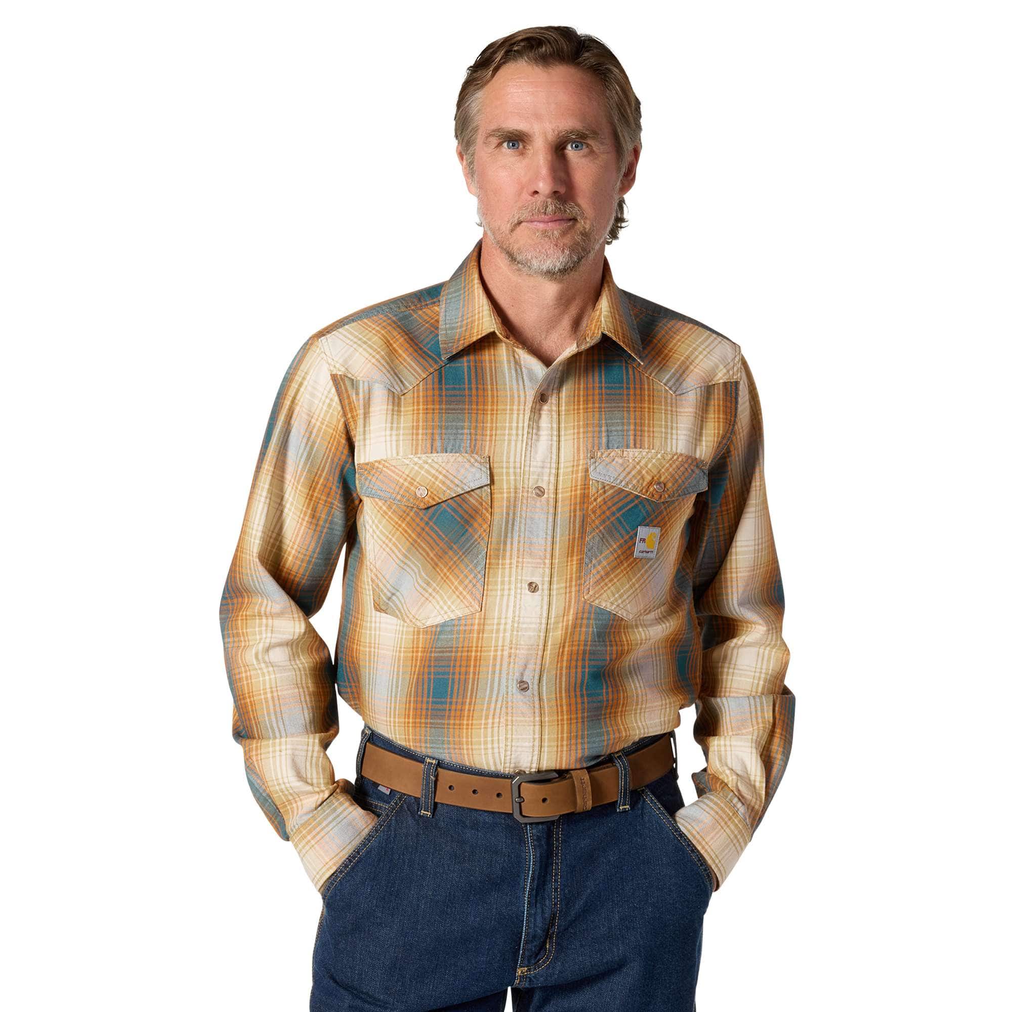Additional thumbnail 1 of Flame Resistant Montana Relaxed Fit Midweight Twill Snap Front Plaid Shirt