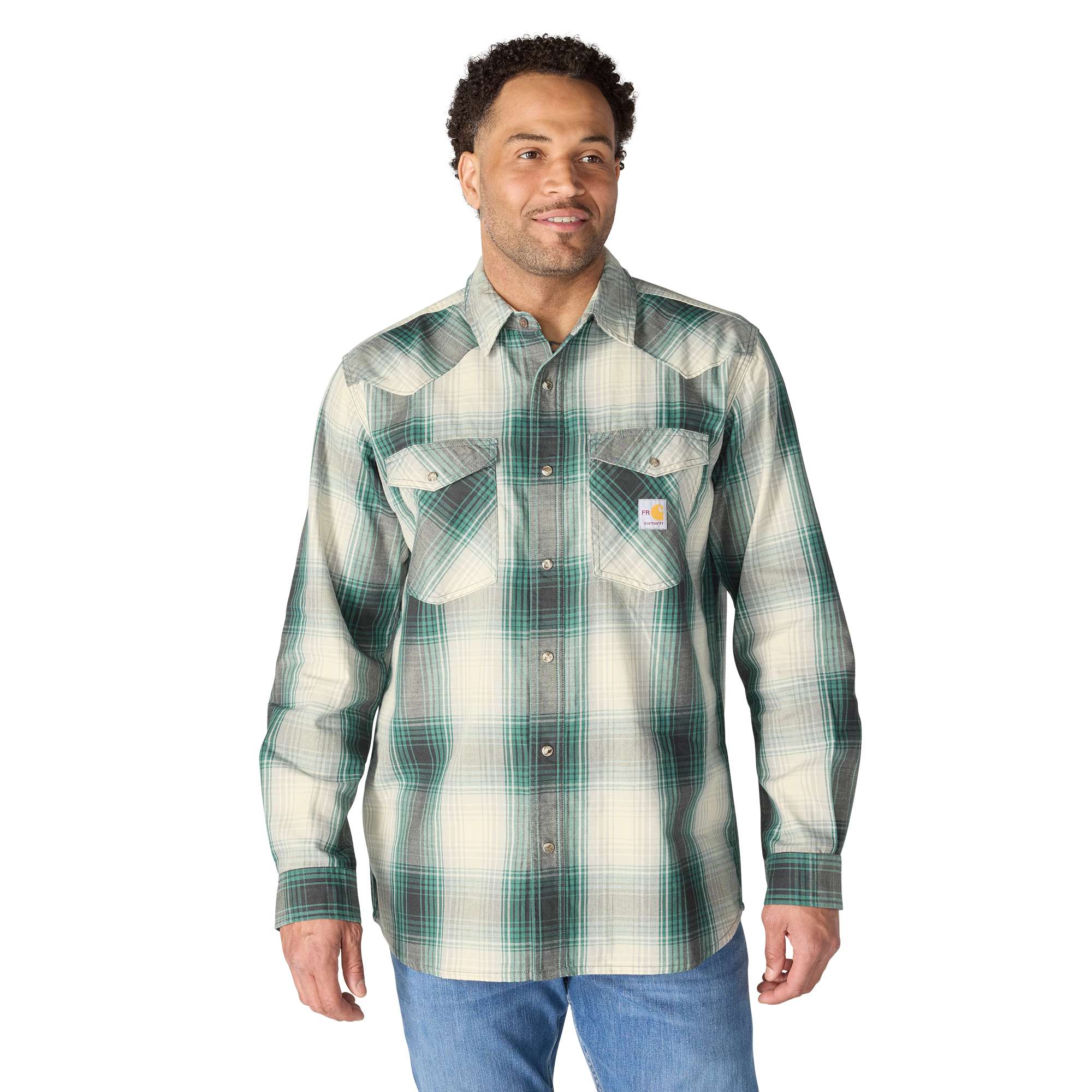 Carhartt Flame Resistant Montana Relaxed Fit Midweight Twill Snap Front Plaid Shirt