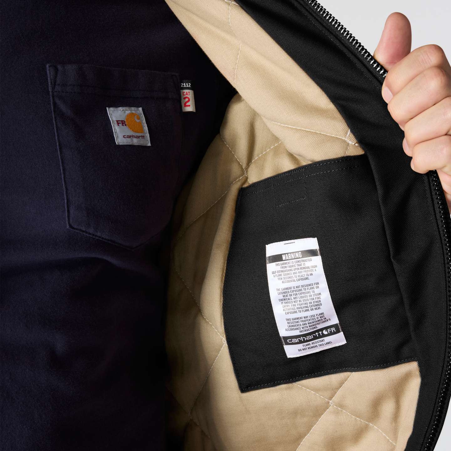 Мужская огнестойкая куртка Carhartt FR Duck Active Jac, цвет: Чёрный — фото 4