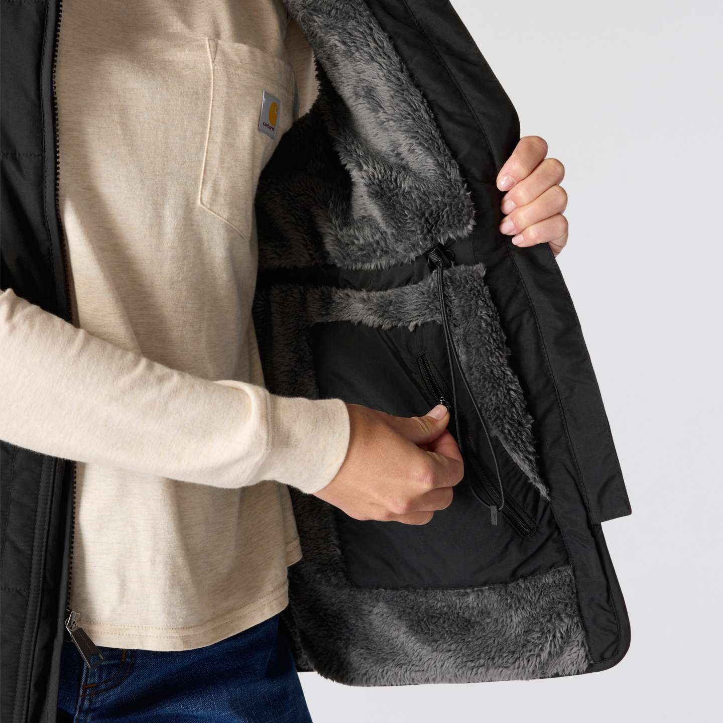 Женский жилет Carhartt Rockford Mock Neck Vest, цвет: Чёрный — фото 5