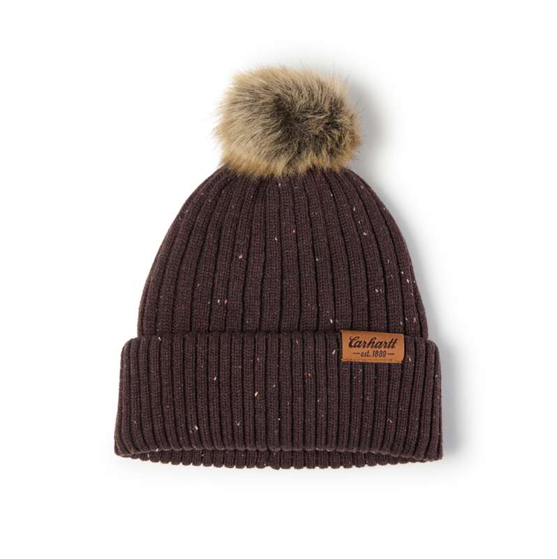 Carhartt  Dark Sepia Nep Women's Wool Blend Pom-Pom Beanie