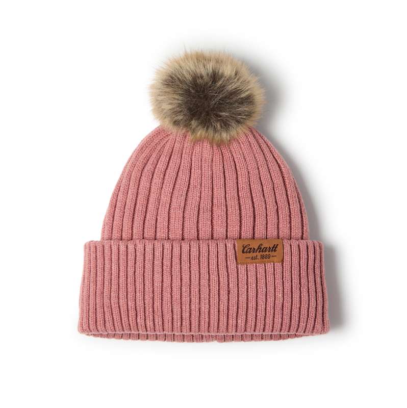 Carhartt  Rose Tint Nep Women's Wool Blend Pom-Pom Beanie