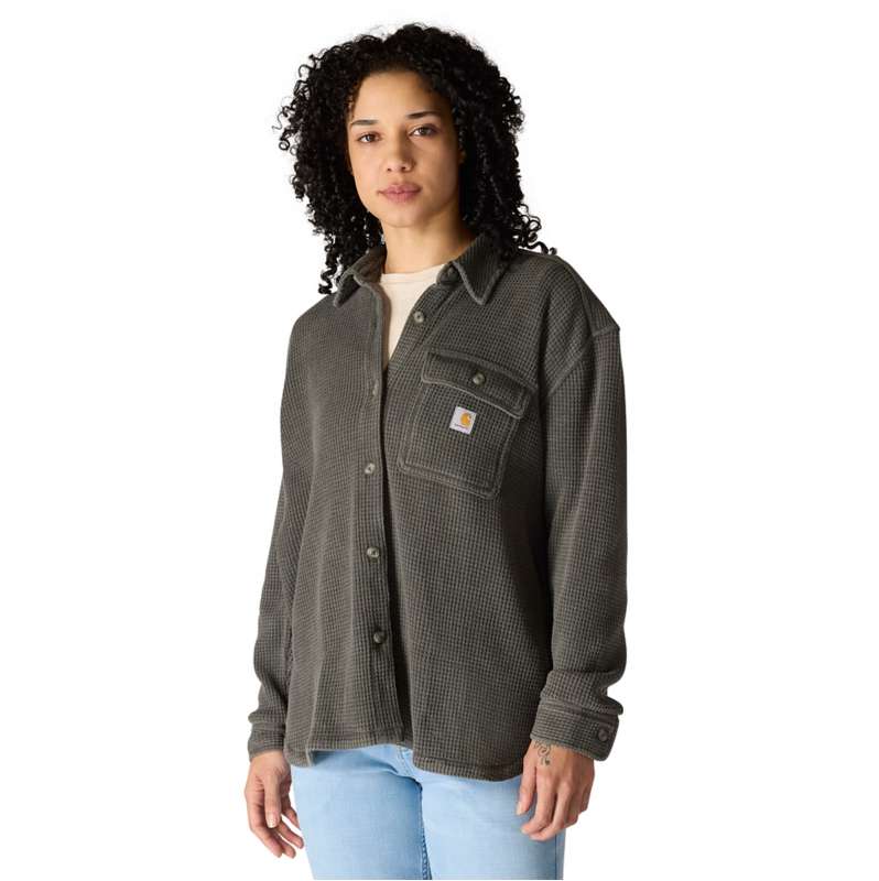 Carhartt  Carbon Heather Women's Oversized-Fit Heavyweight Waffle Knit Shirt