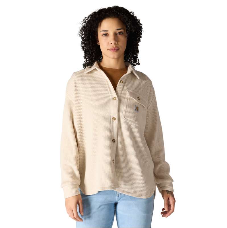 Carhartt  Oat Milk Women's Oversized-Fit Heavyweight Waffle Knit Shirt