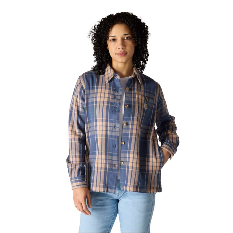 Carhartt  Faded Navy Women's TENCEL™ Fiber Series Loose Fit Twill Plaid Shirt