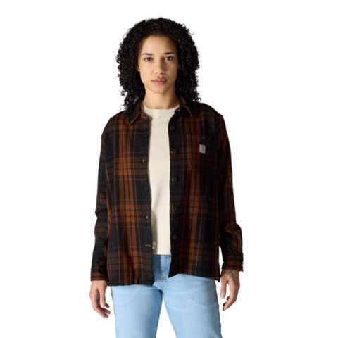 Женские рубашки Carhartt Women's TENCEL™ Fiber Series Loose Fit Twill Plaid Shirt