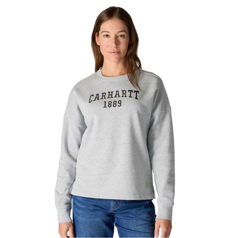 Carhartt  Heather Gray Women's Loose Fit Midweight Carhartt Graphic Sweatshirt