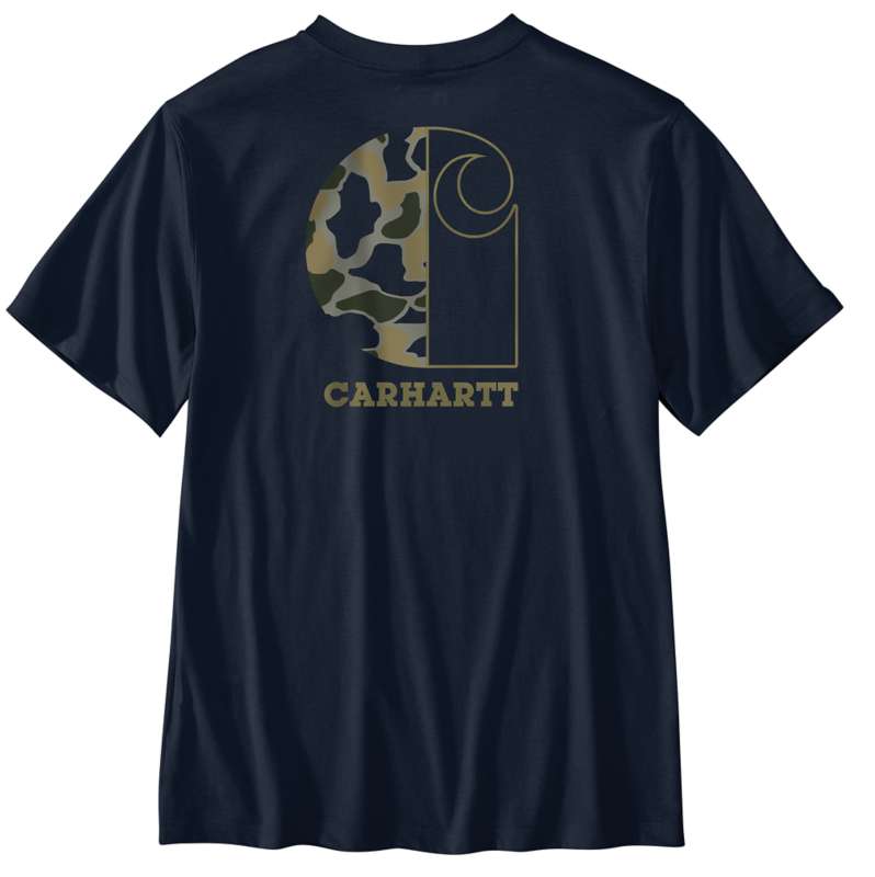 Carhartt  Navy Relaxed Fit Lightweight Short-Sleeve Pocket Camo Graphic T-Shirt