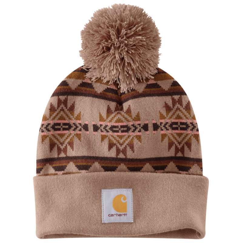 Carhartt  Soft Sepia Women's Bethany Yellowtail Pom Cuffed Beanie