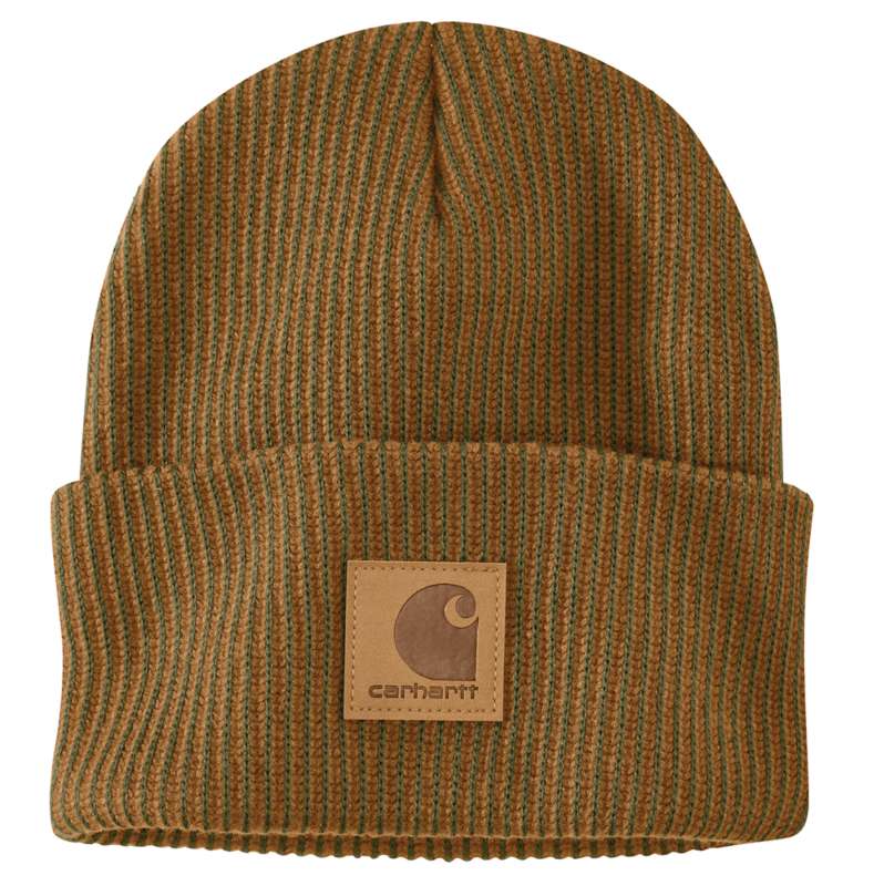 Carhartt  Carhartt Brown/Dark Bronzed Green Knit Cuffed Plaited Beanie