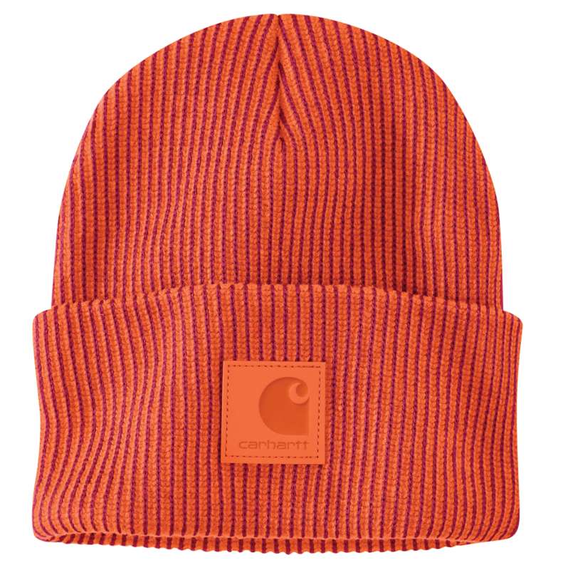 Carhartt  Industry Red/Bright Orange Knit Cuffed Plaited Beanie