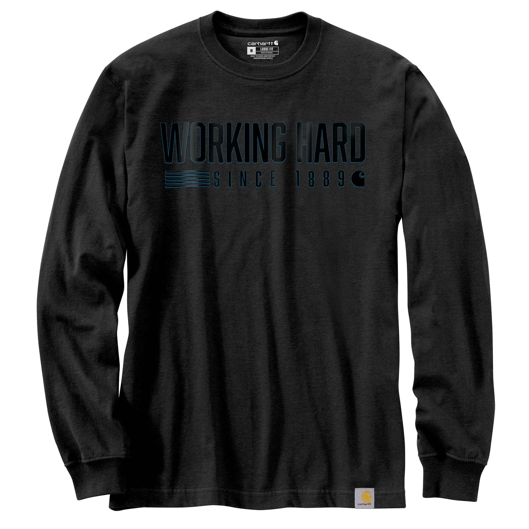 Additional thumbnail 1 of Relaxed Fit Heavyweight Long-Sleeve Hard Work Graphic T-Shirt