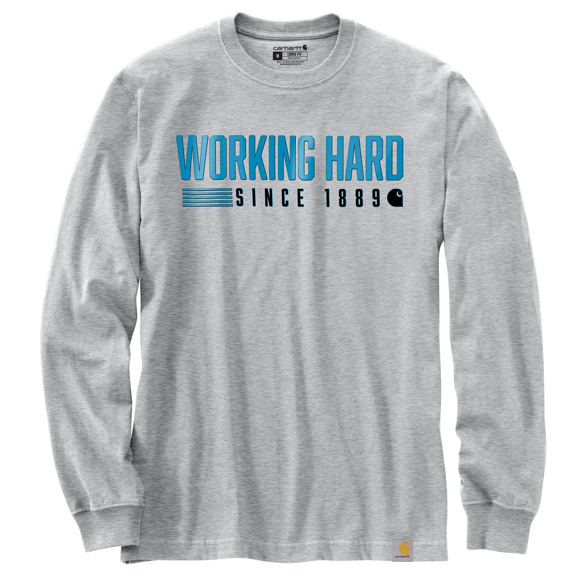 Relaxed Fit Heavyweight Long-Sleeve Hard Work Graphic T-Shirt