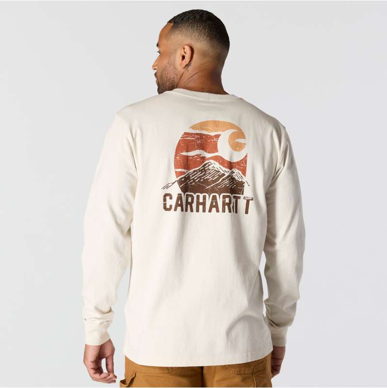 Carhartt  Malt Relaxed Fit Heavyweight Long-Sleeve Mountain Graphic T-Shirt