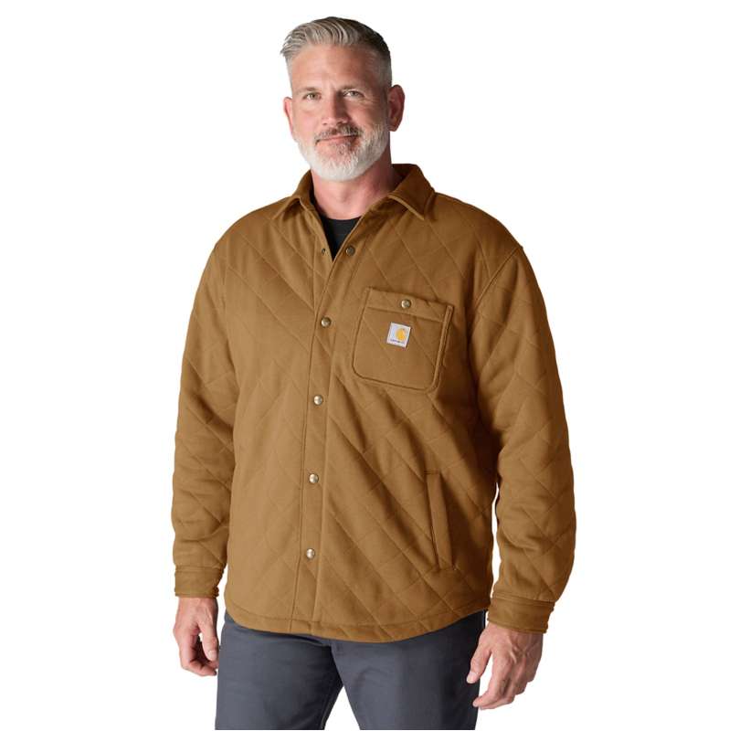 Carhartt  Carhartt Brown Rain Defender® Loose Fit Heavyweight Quilted Snap Front Shirt Jac