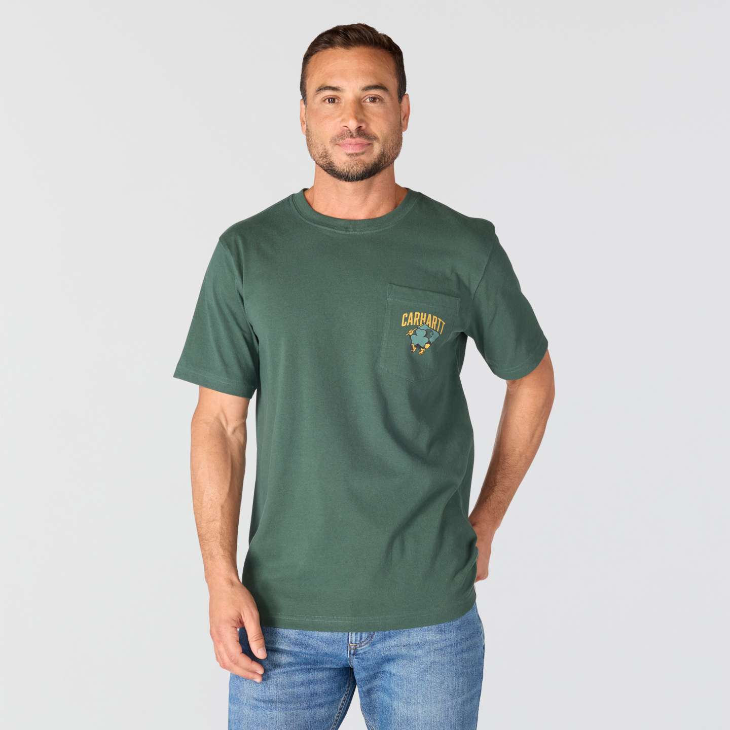 Мужская футболка Carhartt Irvine Relaxed Shamrock, цвет: Зелёный — фото 2