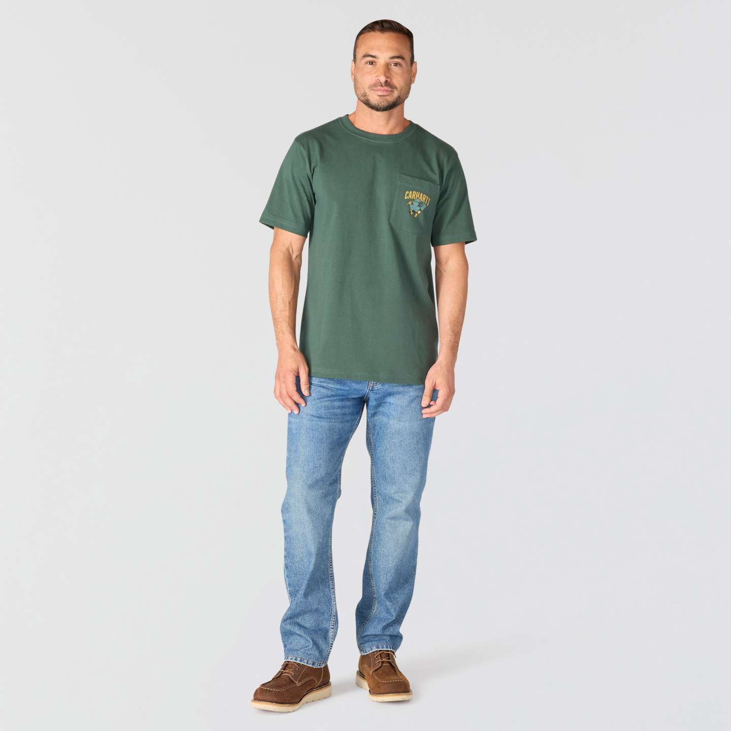 Мужская футболка Carhartt Irvine Relaxed Shamrock, цвет: Зелёный — фото 5