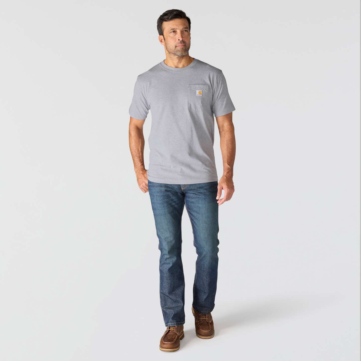 Мужская футболка Carhartt Irvine Relaxed Horse, цвет: Меланжевый серый — фото 4