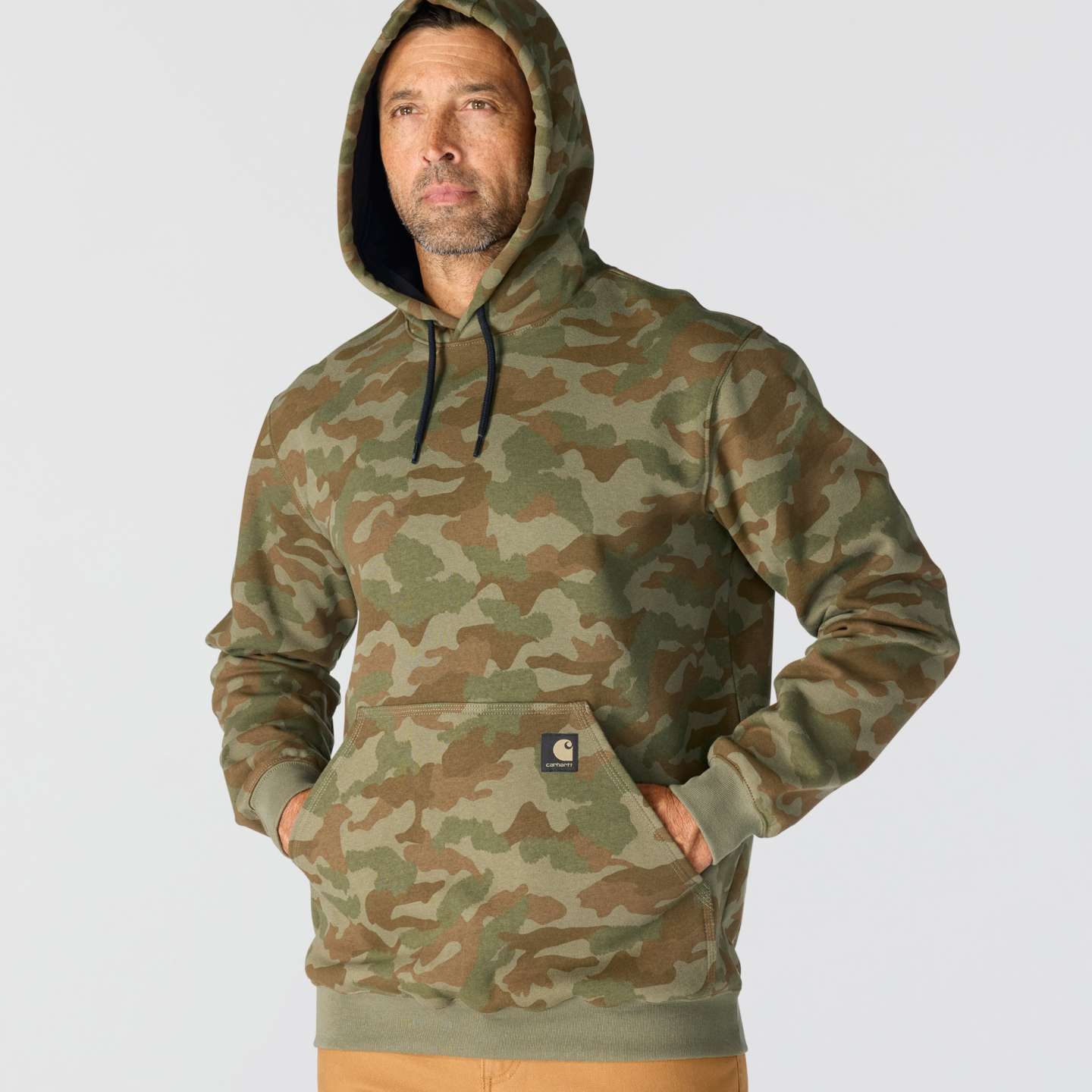 Мужская толстовка Carhartt Marquette Camo, цвет: Армейский зелёный камуфляжный — фото 3