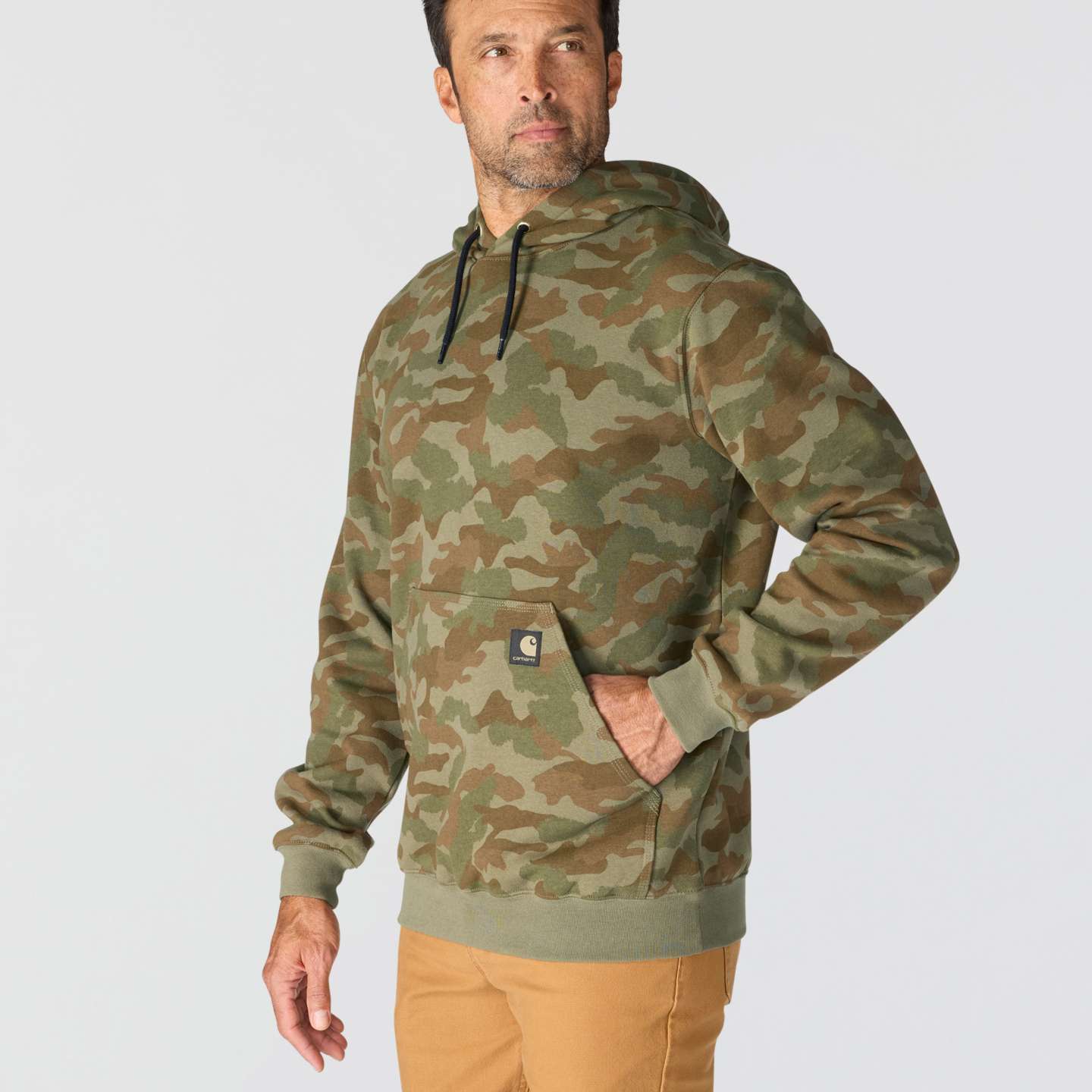 Мужская толстовка Carhartt Marquette Camo, цвет: Армейский зелёный камуфляжный — фото 2